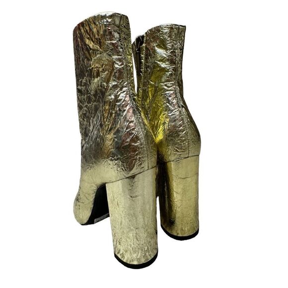 NWT Saint Laurent Lou crinkle foil leather bootie size 37/ 7 US - Picture 15 of 16